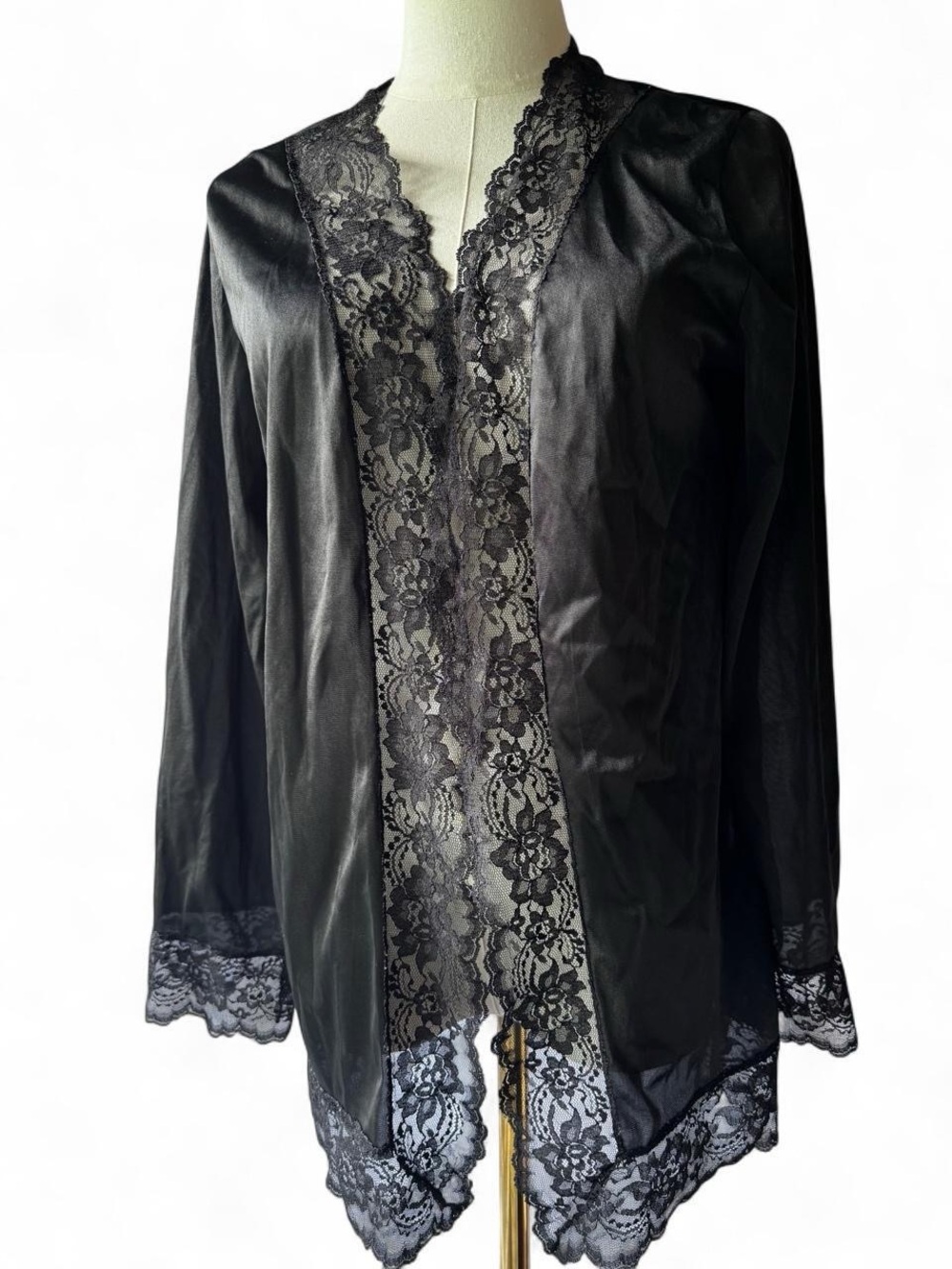 Vintage Undercover Black Lace-Trim Open Front Jacket